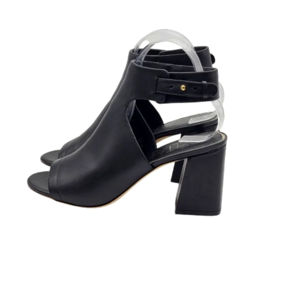 Deltan Sadie Sandal Shootie Size 9 Black Open Toe Ankle Strap Leather - Picture 5 of 13